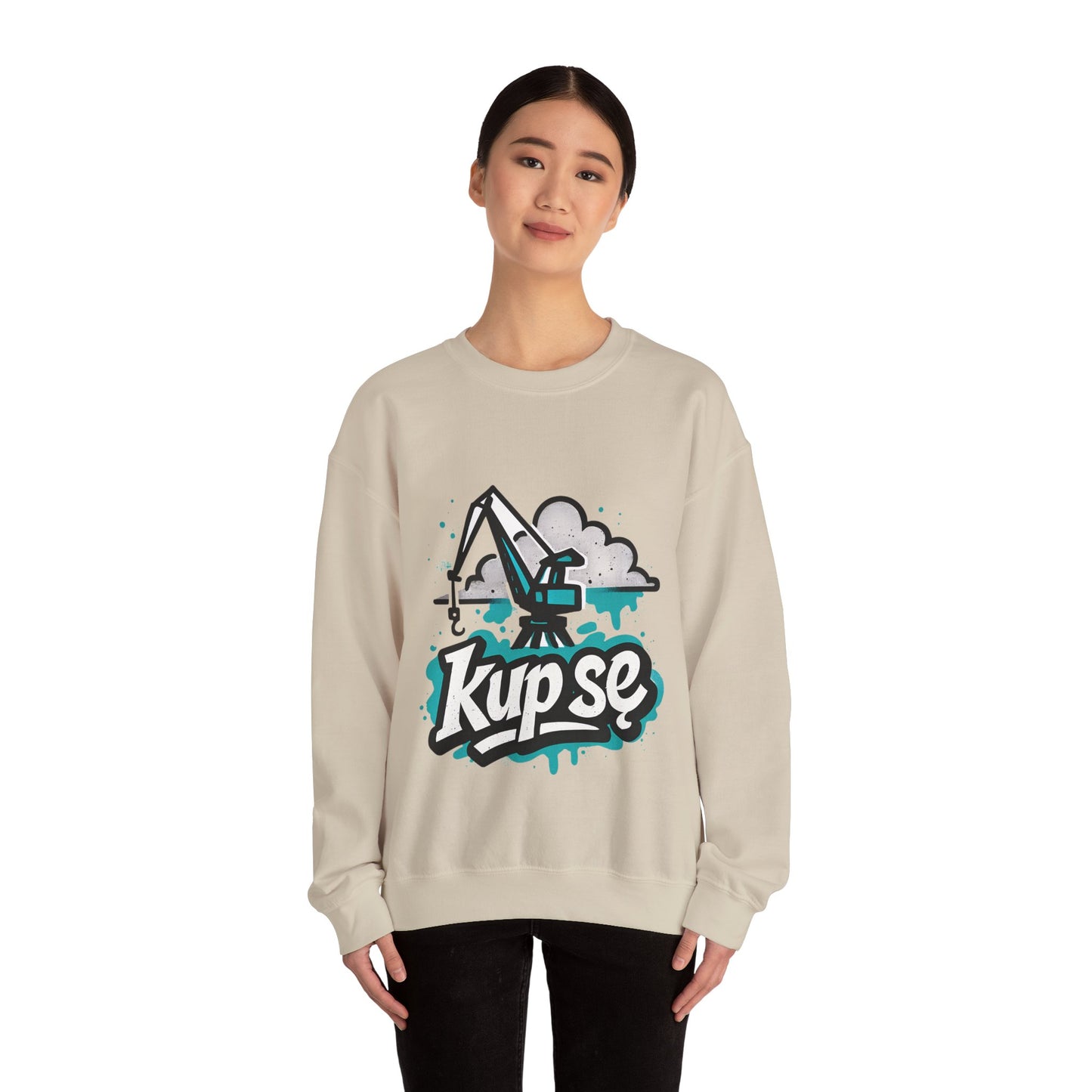 Bluza unisex z grafiką Kup Se Dźwig– klasyczny crewneck i miejski styl