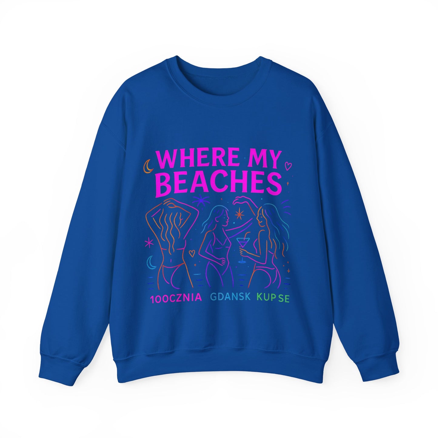 Bluza unisex z grafiką Kup Se Where My Beaches – klasyczny crewneck i miejski styl