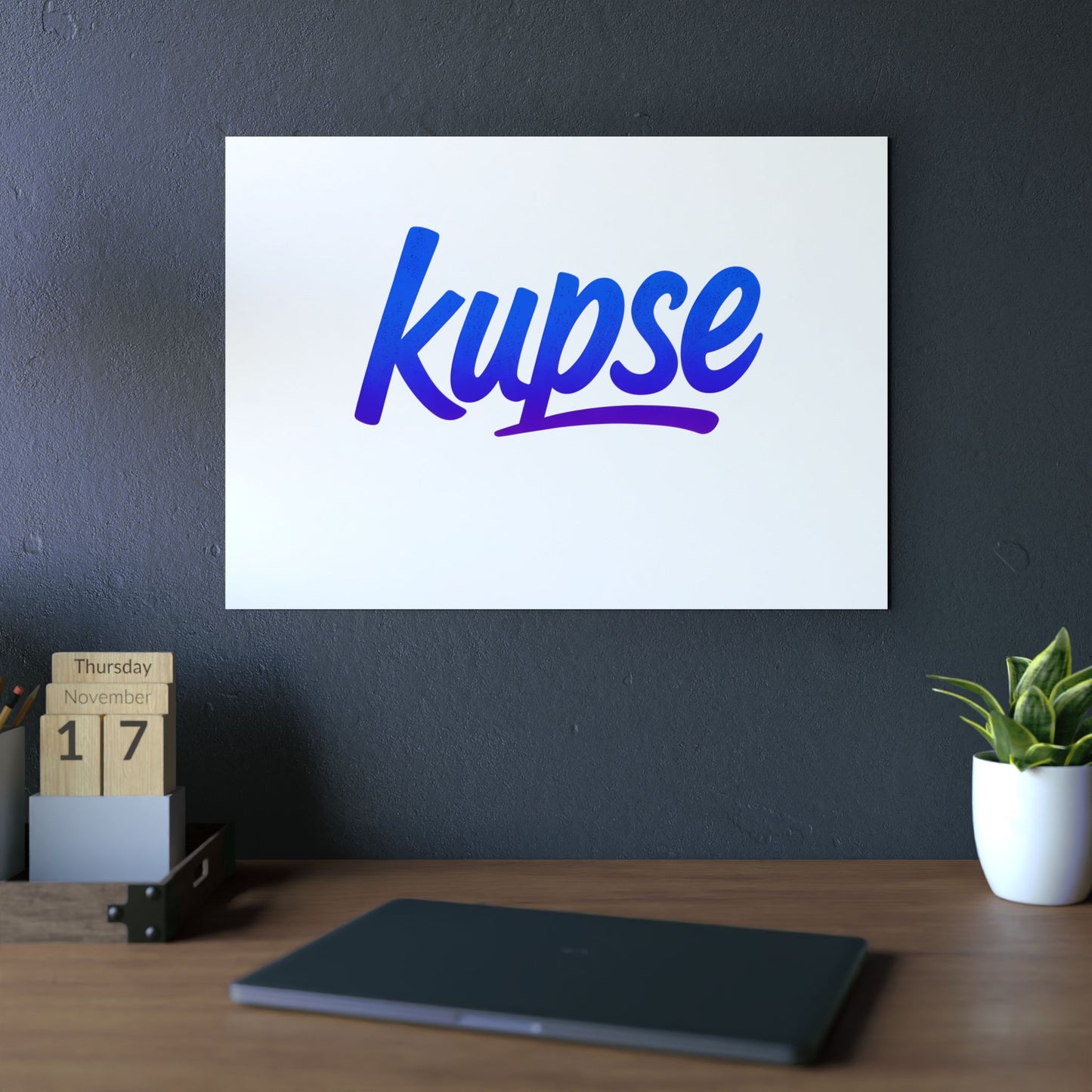 Obraz na panelu aluminiowym Kupse Logo Blue – trwały wydruk w stylu Kup Se