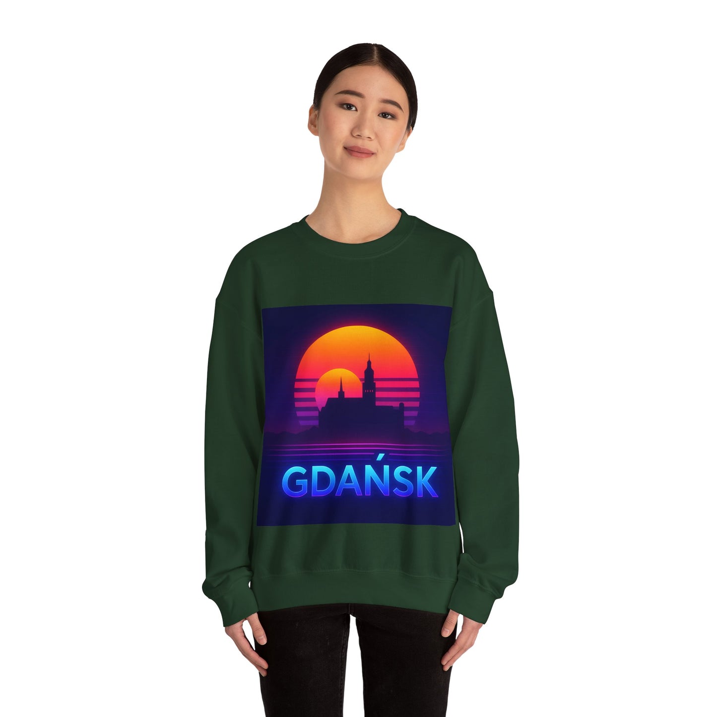 Bluza unisex z grafiką Kup Se Panorama Gdańsk – klasyczny crewneck i miejski styl