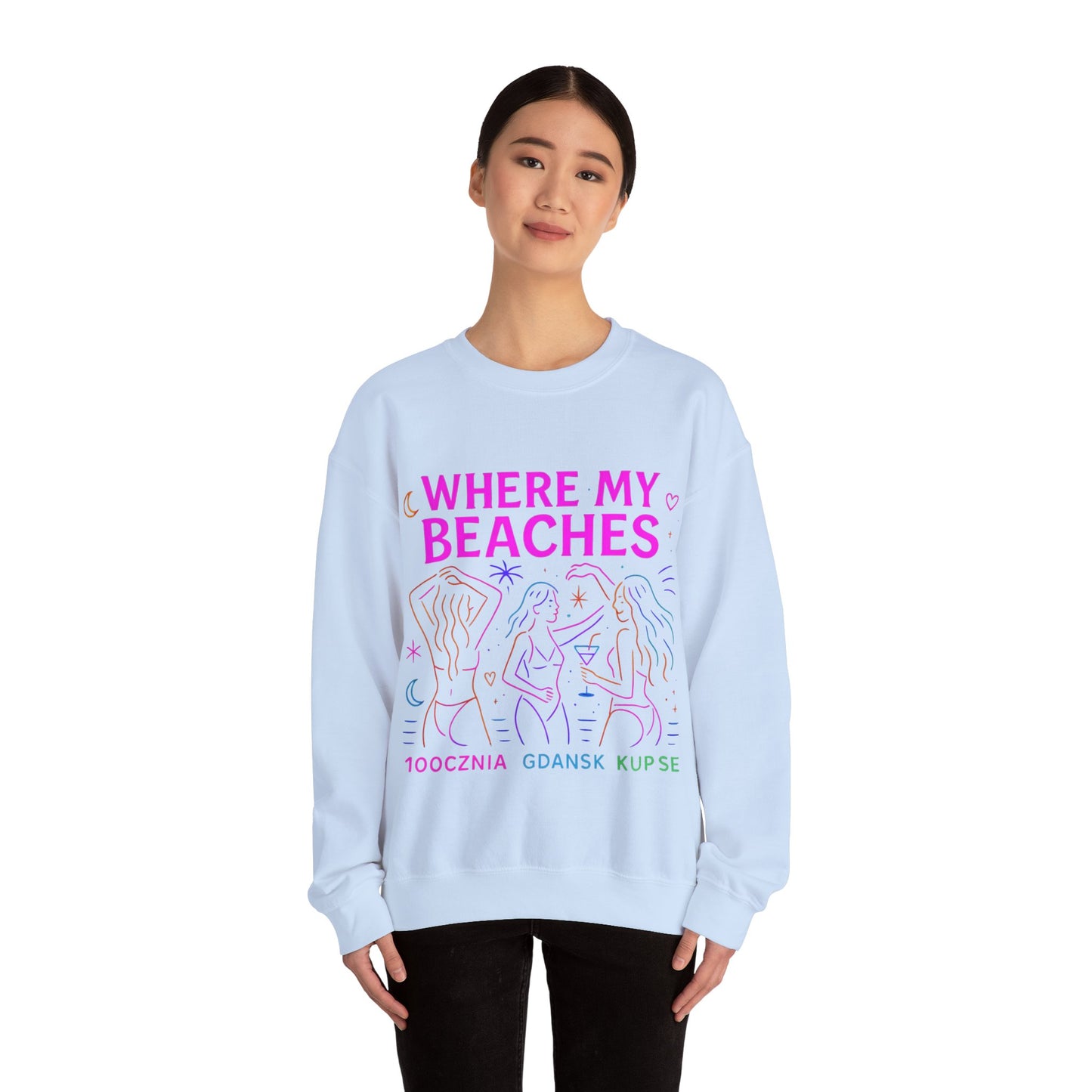 Bluza unisex z grafiką Kup Se Where My Beaches – klasyczny crewneck i miejski styl