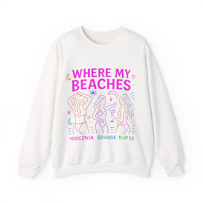 Bluza unisex z grafiką Kup Se Where My Beaches – klasyczny crewneck i miejski styl