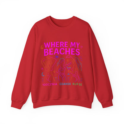 Bluza unisex z grafiką Kup Se Where My Beaches – klasyczny crewneck i miejski styl