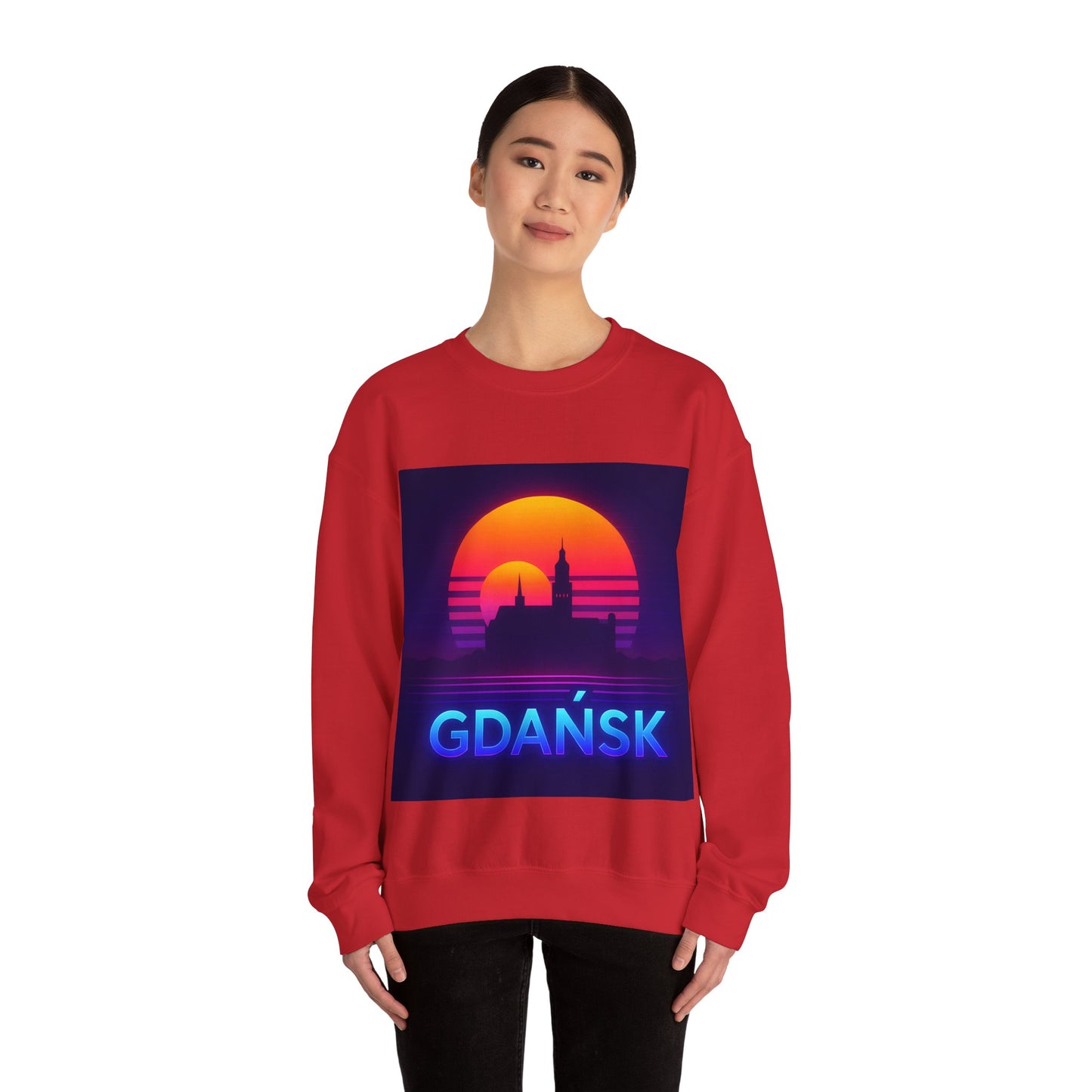 Bluza unisex z grafiką Kup Se Panorama Gdańsk – klasyczny crewneck i miejski styl
