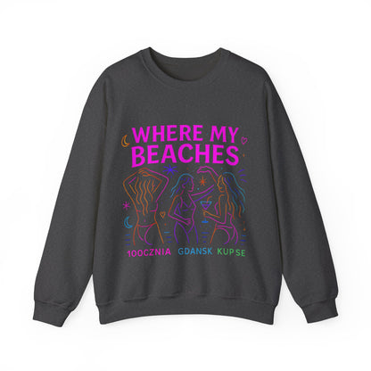 Bluza unisex z grafiką Kup Se Where My Beaches – klasyczny crewneck i miejski styl