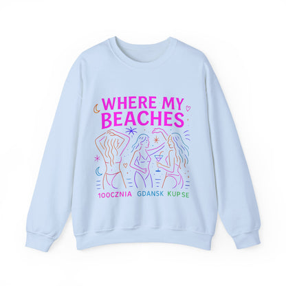 Bluza unisex z grafiką Kup Se Where My Beaches – klasyczny crewneck i miejski styl