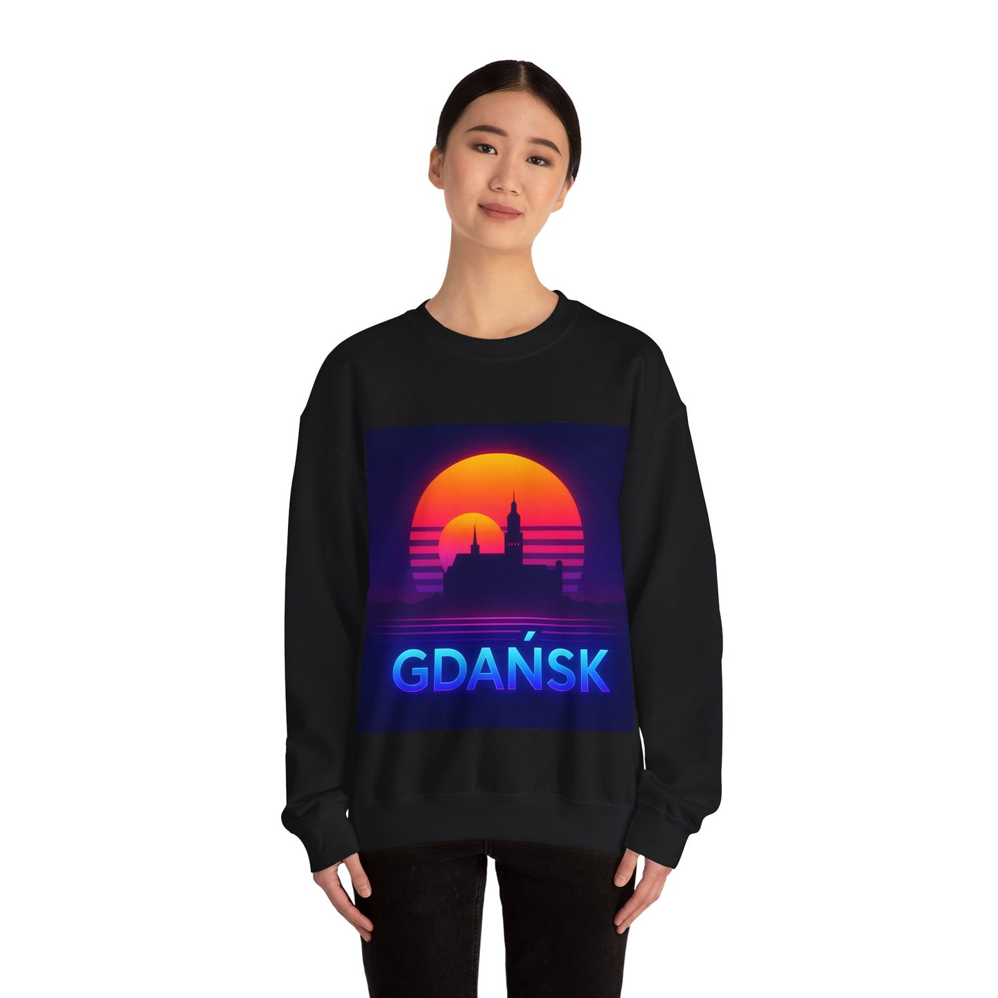Bluza unisex z grafiką Kup Se Panorama Gdańsk – klasyczny crewneck i miejski styl