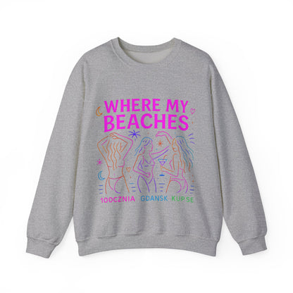 Bluza unisex z grafiką Kup Se Where My Beaches – klasyczny crewneck i miejski styl