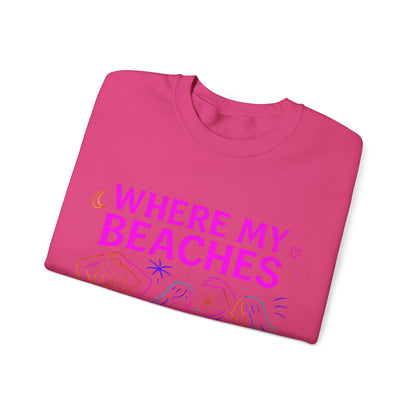 Bluza unisex z grafiką Kup Se Where My Beaches – klasyczny crewneck i miejski styl