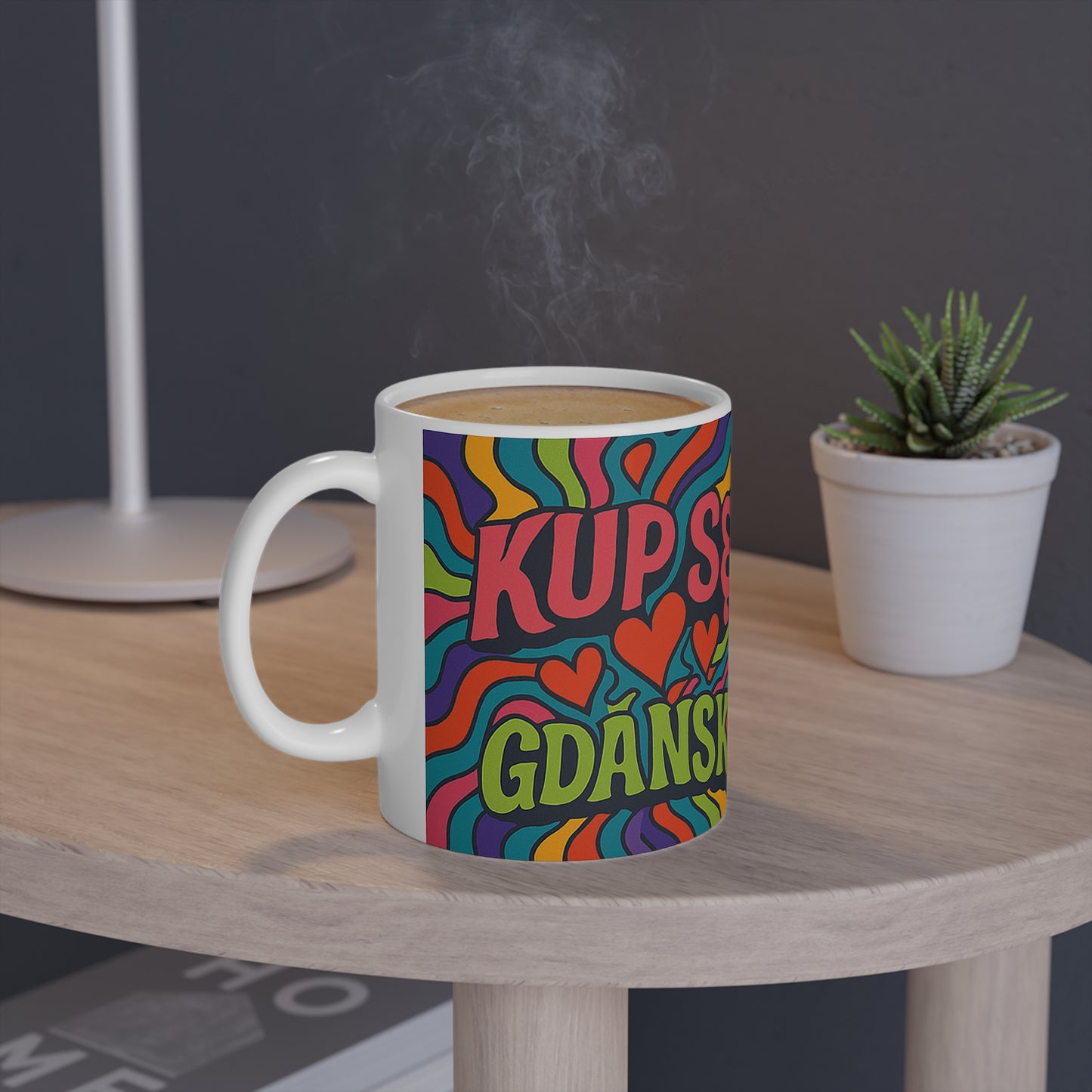 Kubek KupSe z Motywem Gdańska – Hippie Vibe i Kolorowa Energia