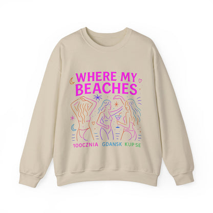 Bluza unisex z grafiką Kup Se Where My Beaches – klasyczny crewneck i miejski styl