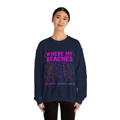 Bluza unisex z grafiką Kup Se Where My Beaches – klasyczny crewneck i miejski styl
