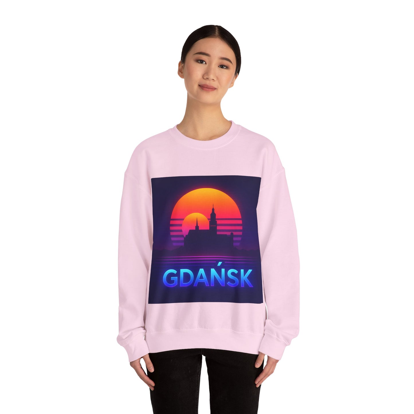 Bluza unisex z grafiką Kup Se Panorama Gdańsk – klasyczny crewneck i miejski styl