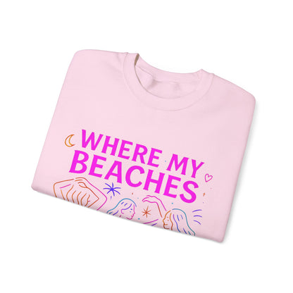 Bluza unisex z grafiką Kup Se Where My Beaches – klasyczny crewneck i miejski styl
