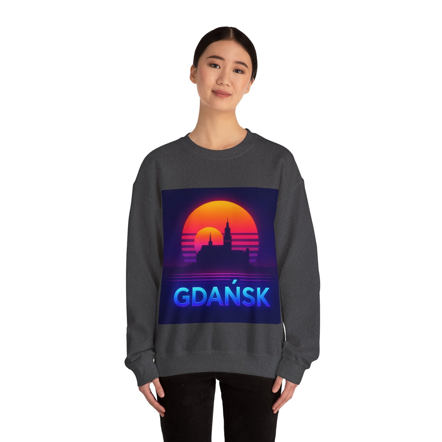 Bluza unisex z grafiką Kup Se Panorama Gdańsk – klasyczny crewneck i miejski styl