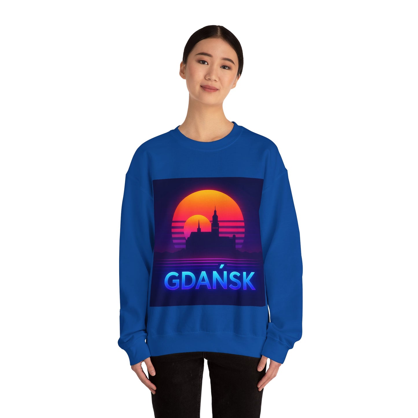 Bluza unisex z grafiką Kup Se Panorama Gdańsk – klasyczny crewneck i miejski styl
