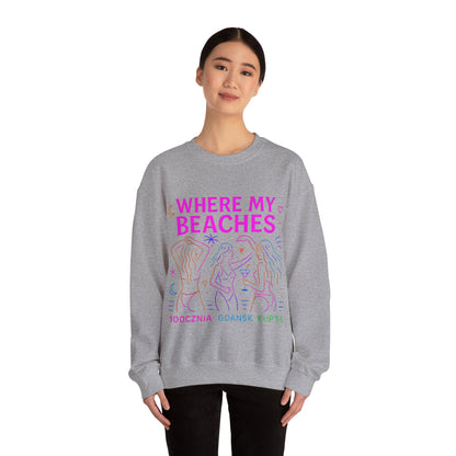 Bluza unisex z grafiką Kup Se Where My Beaches – klasyczny crewneck i miejski styl