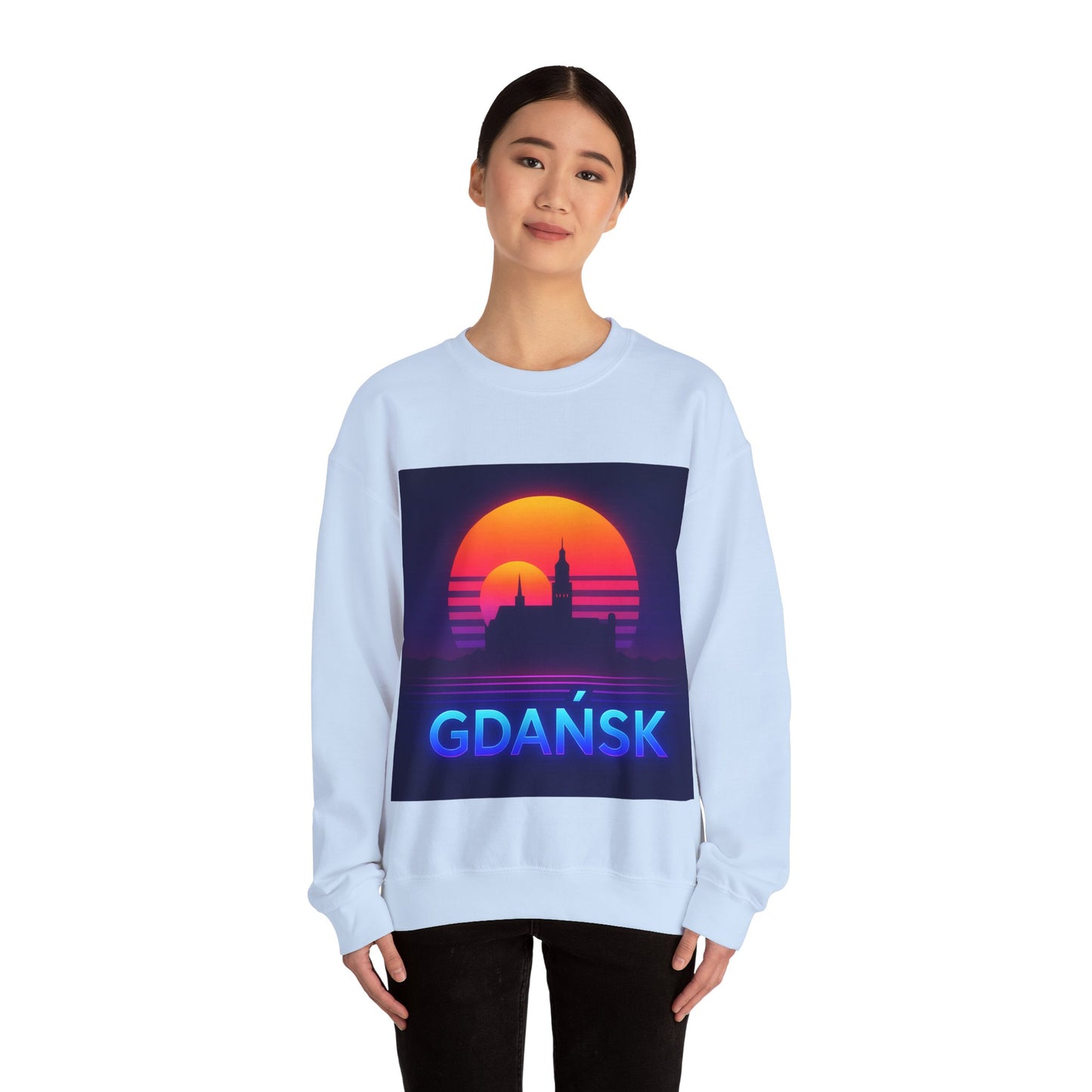 Bluza unisex z grafiką Kup Se Panorama Gdańsk – klasyczny crewneck i miejski styl