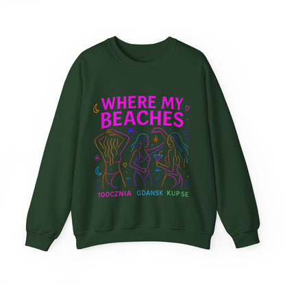 Bluza unisex z grafiką Kup Se Where My Beaches – klasyczny crewneck i miejski styl
