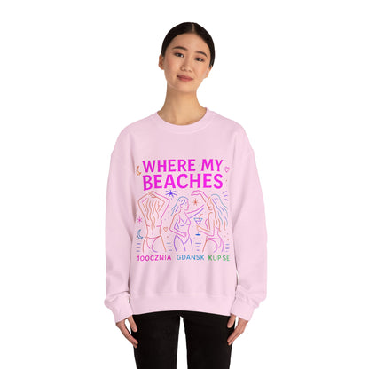 Bluza unisex z grafiką Kup Se Where My Beaches – klasyczny crewneck i miejski styl