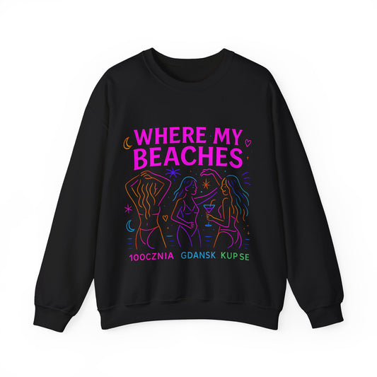 Bluza unisex z grafiką Kup Se Where My Beaches – klasyczny crewneck i miejski styl